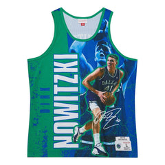 Mitchell & Ness - Dirk Nowitzki Dallas Mavericks Hardwood Classics Player Burst Tank Top - Blue
