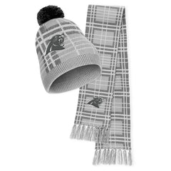 Carolina Panthers WEAR by Erin Andrews Women's Plaid Knit Hat with Pom & Scarf Set - NFL