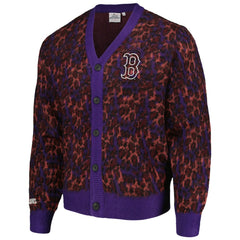 Boston Red Sox PLEASURES Cheetah Cardigan Button-Up Sweater Online