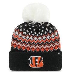 Cincinnati Bengals '47 Women's Elsa Cuffed Knit Hat with Pom Black - 47 brand