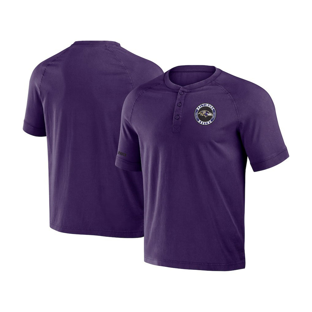Baltimore Ravens NFL x Darius Rucker Collection Washed Raglan Henley T-Shirt Purple - Fanatics