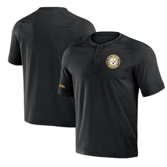 Pittsburgh Steelers NFL x Darius Rucker Collection Washed Raglan Henley T-Shirt Black - Fanatics