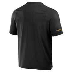 Pittsburgh Steelers NFL x Darius Rucker Collection Washed Raglan Henley T-Shirt Black - Fanatics