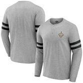 New Orleans Saints NFL x Darius Rucker Collection Henley Long Sleeve T-Shirt Heather Gray - Fanatics