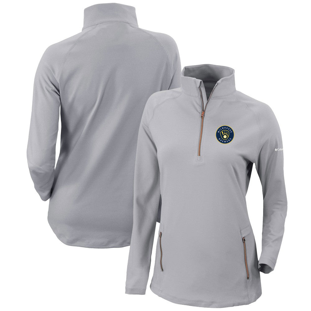 Milwaukee Brewers Columbia Women's Omni-Wick Outward Nine Quarter-Zip Pullover Top Sale
