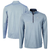 Atlanta Braves Cutter & Buck Virtue Eco Pique Micro Stripe Recycled Quarter-Zip Pullover Top Lifestyle