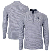 Atlanta Braves Cutter & Buck Virtue Eco Pique Micro Stripe Recycled Quarter-Zip Pullover Top discount