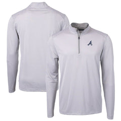 Atlanta Braves Cutter & Buck Virtue Eco Pique Micro Stripe Recycled Quarter-Zip Pullover Top Near Me