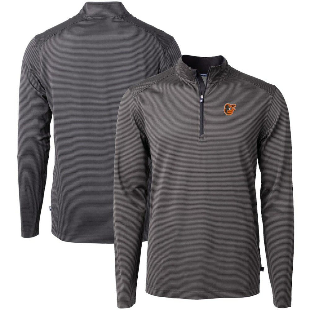 Baltimore Orioles Cutter & Buck Virtue Eco Pique Micro Stripe Recycled Quarter-Zip Pullover Top On Sale