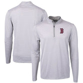 Boston Red Sox Cutter & Buck Virtue Eco Pique Micro Stripe Recycled Quarter-Zip Pullover Top Sale