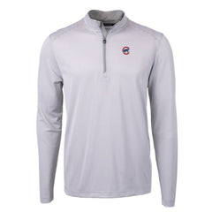 Chicago Cubs Cutter & Buck Virtue Eco Pique Micro Stripe Recycled Quarter-Zip Pullover Top Clearance