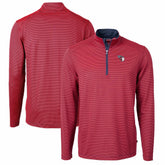 Cleveland Guardians Cutter & Buck Virtue Eco Pique Micro Stripe Recycled Quarter-Zip Pullover Top Lifestyle