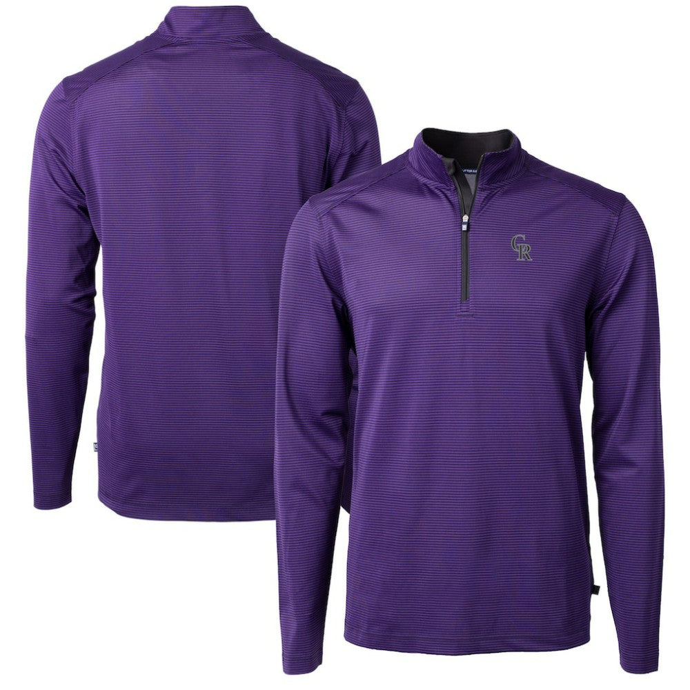 Colorado Rockies Cutter & Buck Virtue Eco Pique Micro Stripe Recycled Quarter-Zip Pullover Top Online