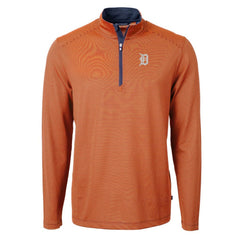 Detroit Tigers Cutter & Buck Virtue Eco Pique Micro Stripe Recycled Quarter-Zip Pullover Top Clearance