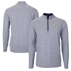Houston Astros Cutter & Buck Virtue Eco Pique Micro Stripe Recycled Quarter-Zip Pullover Top Sale