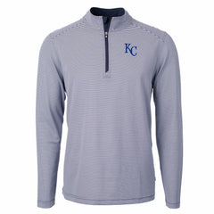 Kansas City Royals Cutter & Buck Virtue Eco Pique Micro Stripe Recycled Quarter-Zip Pullover Top Sale