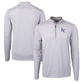 Kansas City Royals Cutter & Buck Virtue Eco Pique Micro Stripe Recycled Quarter-Zip Pullover Top discount