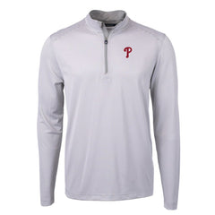 Philadelphia Phillies Cutter & Buck Virtue Eco Pique Micro Stripe Recycled Quarter-Zip Pullover Top On Sale