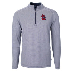 St. Louis Cardinals Cutter & Buck Virtue Eco Pique Micro Stripe Recycled Quarter-Zip Pullover Top discount
