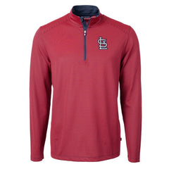 St. Louis Cardinals Cutter & Buck Virtue Eco Pique Micro Stripe Recycled Quarter-Zip Pullover Top for sale