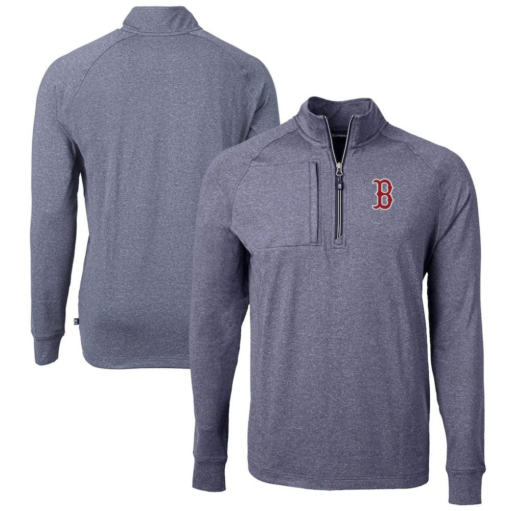 Boston Red Sox Cutter & Buck Adapt Eco Knit Stretch Recycled Quarter-Zip Pullover Top Clearance