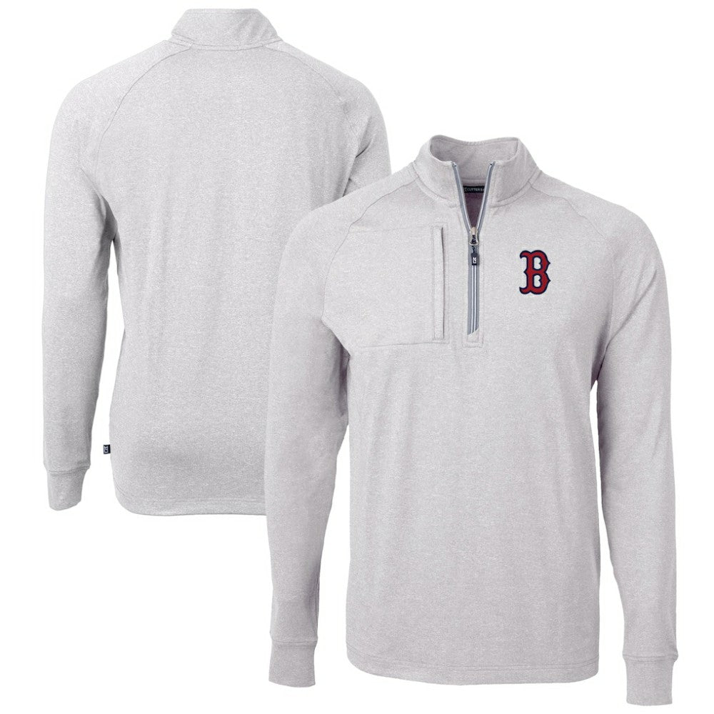 Boston Red Sox Cutter & Buck Adapt Eco Knit Stretch Recycled Quarter-Zip Pullover Top On Sale
