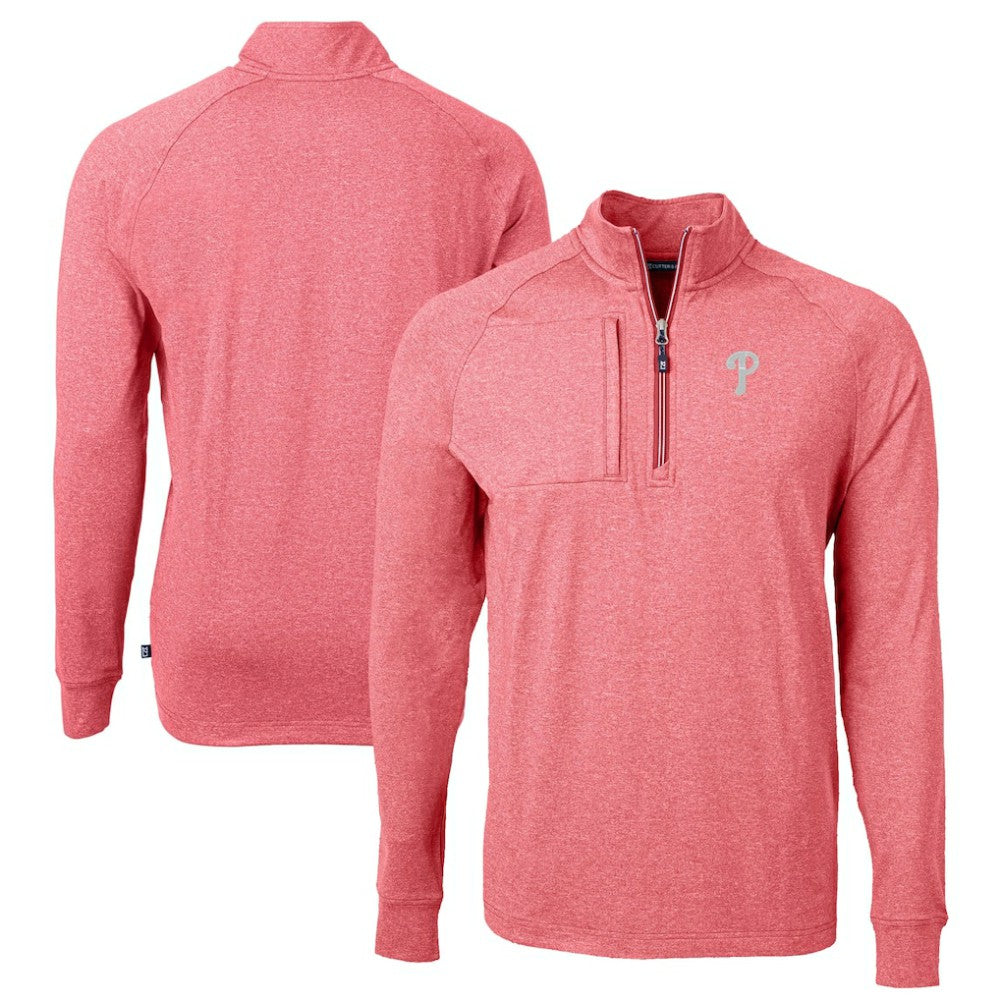 Philadelphia Phillies Cutter & Buck Adapt Eco Knit Stretch Recycled Quarter-Zip Pullover Top for sale