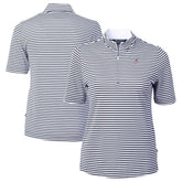 Atlanta Braves Cutter & Buck Women's Virtue Eco Pique Stripe Recycled Quarter-Zip Pullover Top Lifestyle