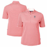 Detroit Tigers Cutter & Buck Women's Virtue Eco Pique Stripe Recycled Quarter-Zip Pullover Top Clearance