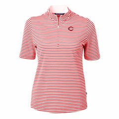 Cincinnati Reds Cutter & Buck Women's Virtue Eco Pique Stripe Top discount