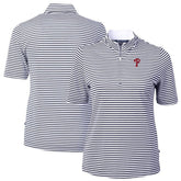 Philadelphia Phillies Cutter & Buck Women's Virtue Eco Pique Stripe Top On Sale