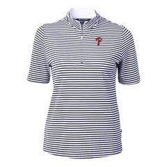 Philadelphia Phillies Cutter & Buck Women's Virtue Eco Pique Stripe Top On Sale