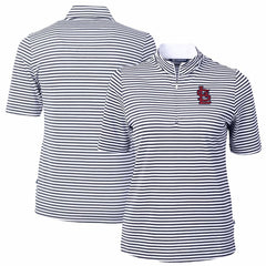 St. Louis Cardinals Cutter & Buck Women's Virtue Eco Pique Stripe Top Lifestyle