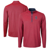 Boston Red Sox Cutter & Buck Virtue Eco Pique Micro Stripe Big & Tall Recycled Quarter-Zip Pullover Top for sale