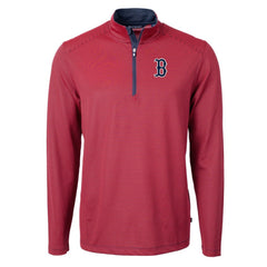 Boston Red Sox Cutter & Buck Virtue Eco Pique Micro Stripe Big & Tall Recycled Quarter-Zip Pullover Top for sale