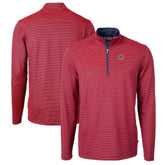 Chicago Cubs Cutter & Buck Virtue Eco Pique Micro Stripe Big & Tall Recycled Quarter-Zip Pullover Top Lifestyle