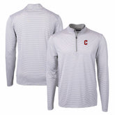 Cleveland Guardians Cutter & Buck Virtue Eco Pique Micro Stripe Big & Tall Recycled Quarter-Zip Pullover Top Sale