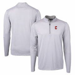 Cleveland Guardians Cutter & Buck Virtue Eco Pique Micro Stripe Big & Tall Recycled Quarter-Zip Pullover Top Sale