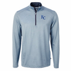 Kansas City Royals Cutter & Buck Virtue Eco Pique Micro Stripe Big & Tall Recycled Quarter-Zip Pullover Top for sale