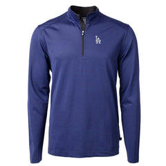 Los Angeles Dodgers Cutter & Buck Virtue Eco Pique Micro Stripe Big & Tall Recycled Quarter-Zip Pullover Top On Sale