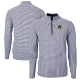 Milwaukee Brewers Cutter & Buck Virtue Eco Pique Micro Stripe Big & Tall Recycled Quarter-Zip Pullover Top Lifestyle