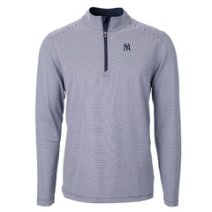 New York Yankees Cutter & Buck Virtue Eco Pique Micro Stripe Big & Tall Recycled Quarter-Zip Pullover Top Sale