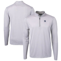 New York Yankees Cutter & Buck Virtue Eco Pique Micro Stripe Big & Tall Recycled Quarter-Zip Pullover Top for sale