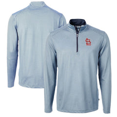 St. Louis Cardinals Cutter & Buck Virtue Eco Pique Micro Stripe Big & Tall Recycled Quarter-Zip Pullover Top Lifestyle