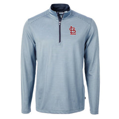 St. Louis Cardinals Cutter & Buck Virtue Eco Pique Micro Stripe Big & Tall Recycled Quarter-Zip Pullover Top Lifestyle