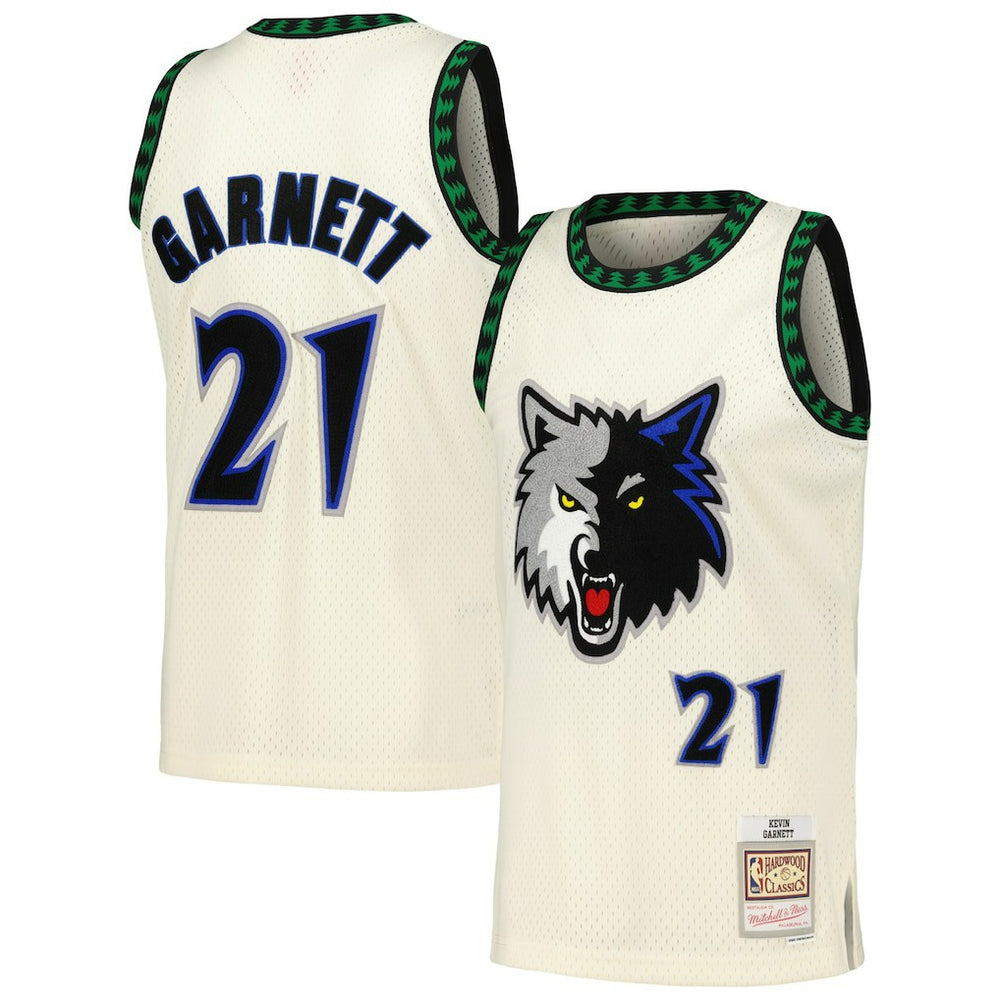 Mitchell & Ness - Kevin Garnett Minnesota Timberwolves Chainstitch Swingman Jersey - Cream