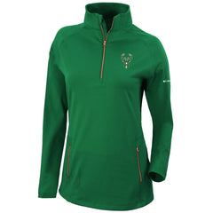 Columbia - Milwaukee Bucks Women's Omni-Wick Outward Nine Quarter-Zip Pullover Top - Forest Green
