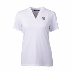 Los Angeles Chargers Cutter & Buck Women's Helmet Logo DryTec Forge Stretch V-Neck Blade Top White - NFL