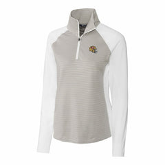 San Francisco 49ers Cutter & Buck Women's Helmet Logo DryTec Forge Tonal Stripe Stretch Half-Zip Top White - NFL