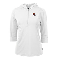 Washington Commanders Cutter & Buck Women's Helmet Logo DryTec Virtue Eco Pique Recycled Half-Zip Pullover Hoodie White - NFL